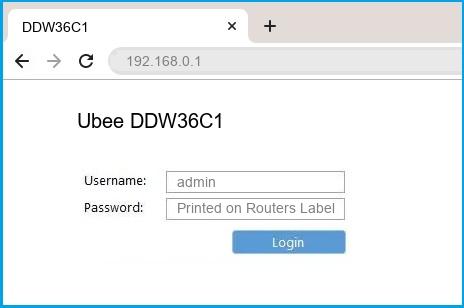 Ubee DDW36C1 router default login