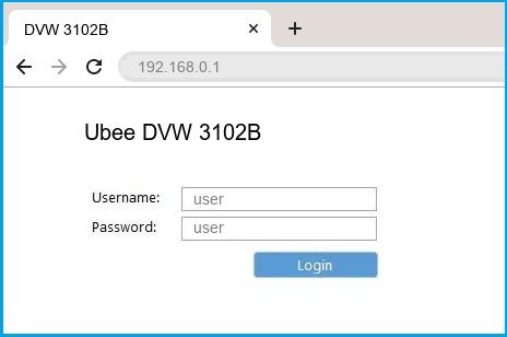 Ubee DVW 3102B router default login