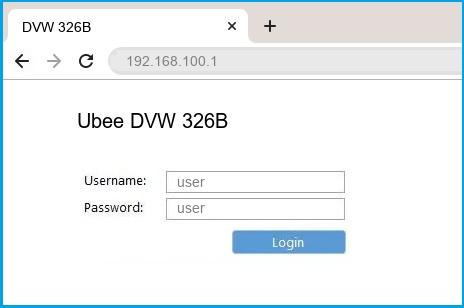 Ubee DVW 326B router default login