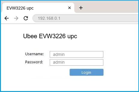 Ubee EVW3226 upc router default login