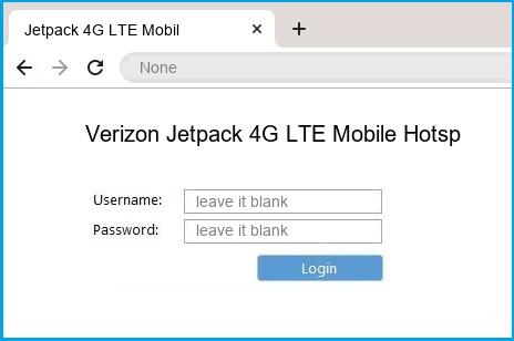 Verizon Jetpack 4G LTE Mobile Hotspot MHS291LVW router default login