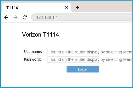 Verizon T1114 router default login
