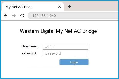 Western Digital My Net AC Bridge router default login