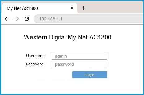 Western Digital My Net AC1300 router default login