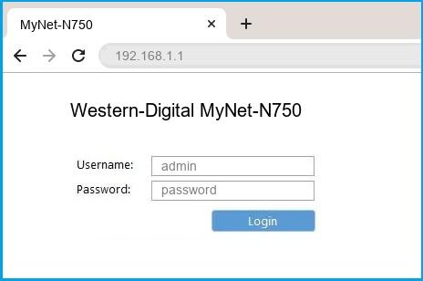 Western Digital MyNet-N750 router default login