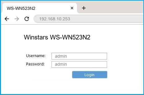 Winstars WS-WN523N2 router default login