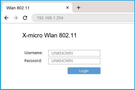 X-micro Wlan 802.11 router default login
