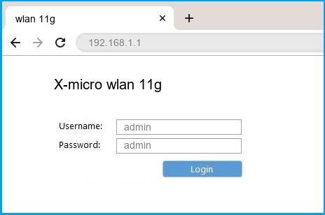X-micro wlan 11g router default login