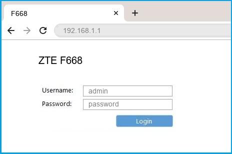 ZTE F668 Router Login and Password