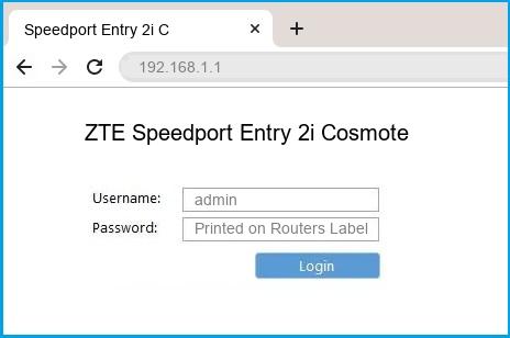 ZTE Speedport Entry 2i Cosmote router default login