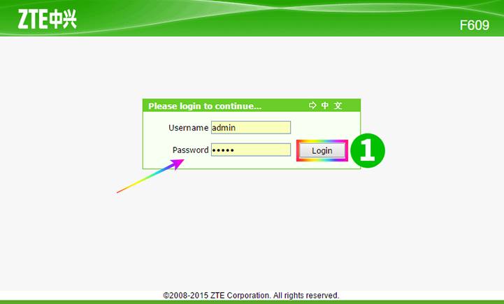 192.168.1.1 - ZTE ZXHN F609 Router login and password