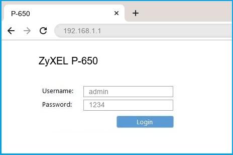 ZyXEL P-650 router default login