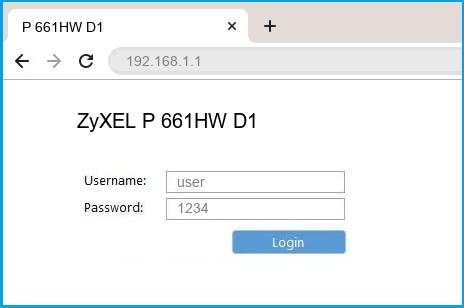 ZyXEL P 661HW D1 router default login
