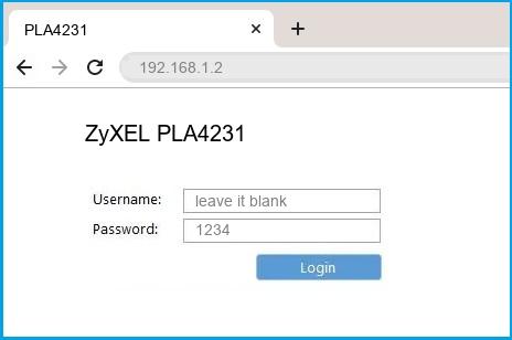 ZyXEL PLA4231 router default login