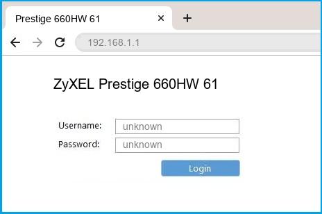 ZyXEL Prestige 660HW 61 router default login