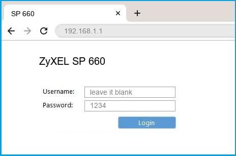 ZyXEL SP 660 router default login