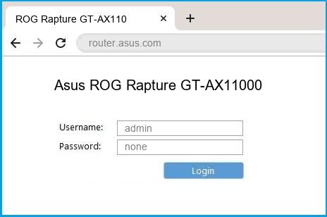 Asus ROG Rapture GT-AX11000 router default login