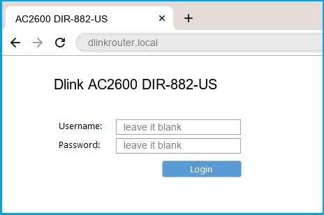 Dlink AC2600 DIR-882-US router default login