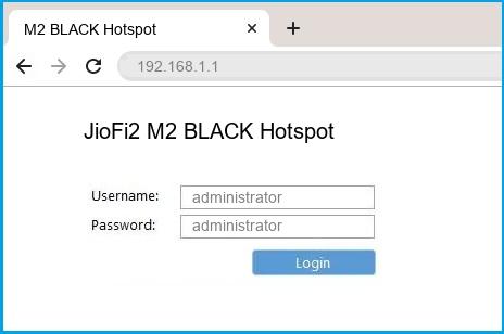 JioFi2 M2 BLACK Hotspot router default login