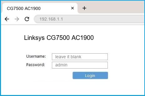 Linksys CG7500 AC1900 router default login