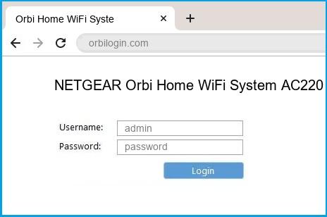 NETGEAR Orbi Home WiFi System AC2200 RBK30 router default login