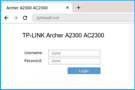 TP-LINK Archer A2300 AC2300 router default login