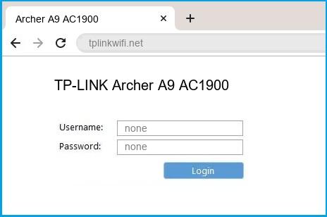 TP-LINK Archer A9 AC1900 router default login